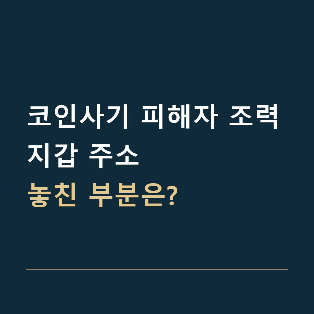 코인사기 피해자 조력 · 지갑 주소
놓친 부분은?