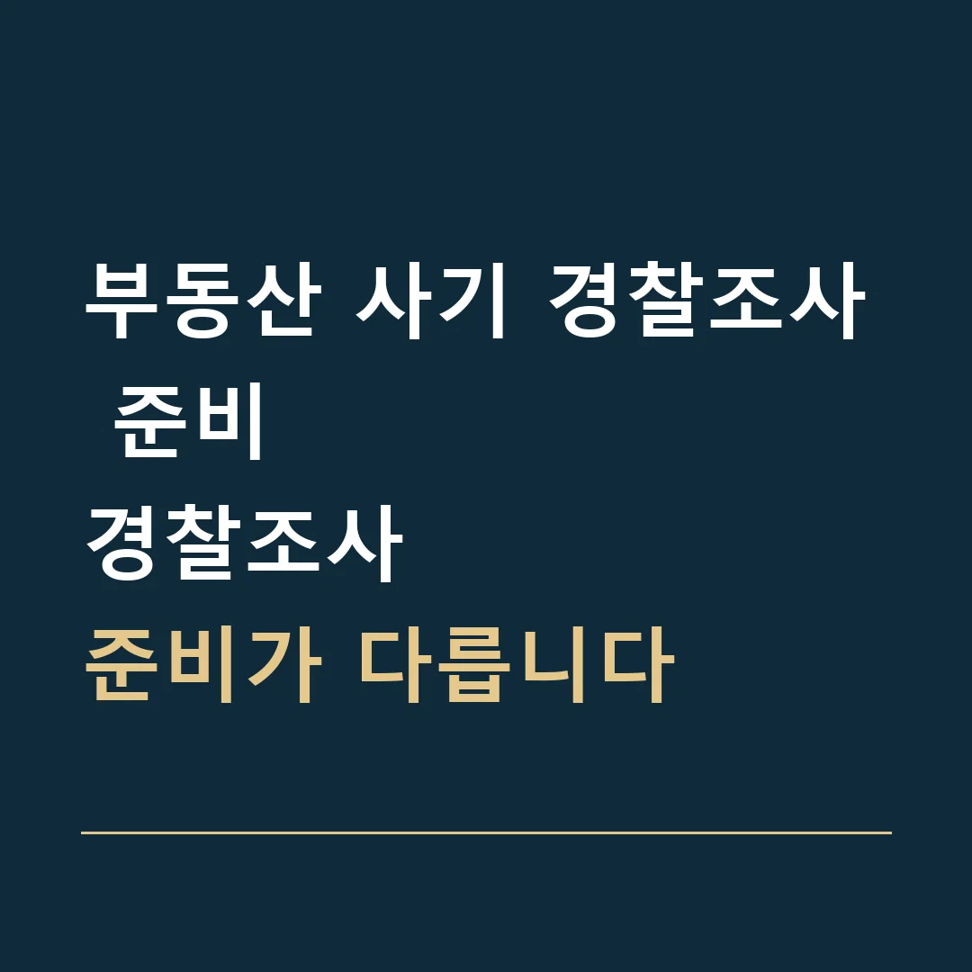 부동산 사기 경찰조사 준비 · 경찰조사
준비가 다릅니다