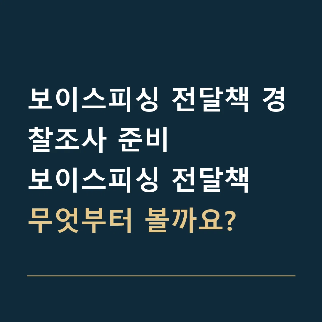 보이스피싱 전달책 경찰조사 준비 · 보이스피싱 전달책
무엇부터 볼까요?