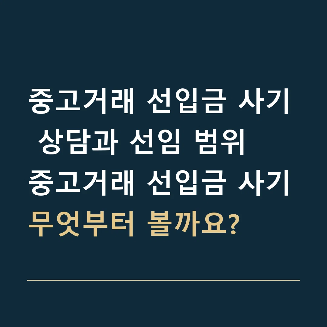 중고거래 선입금 사기 상담과 선임 범위 · 중고거래 선입금 사기
무엇부터 볼까요?