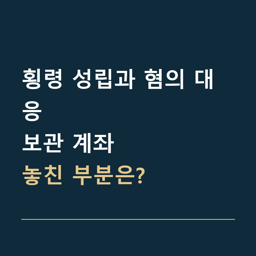 횡령 성립과 혐의 대응 · 보관 계좌
놓친 부분은?