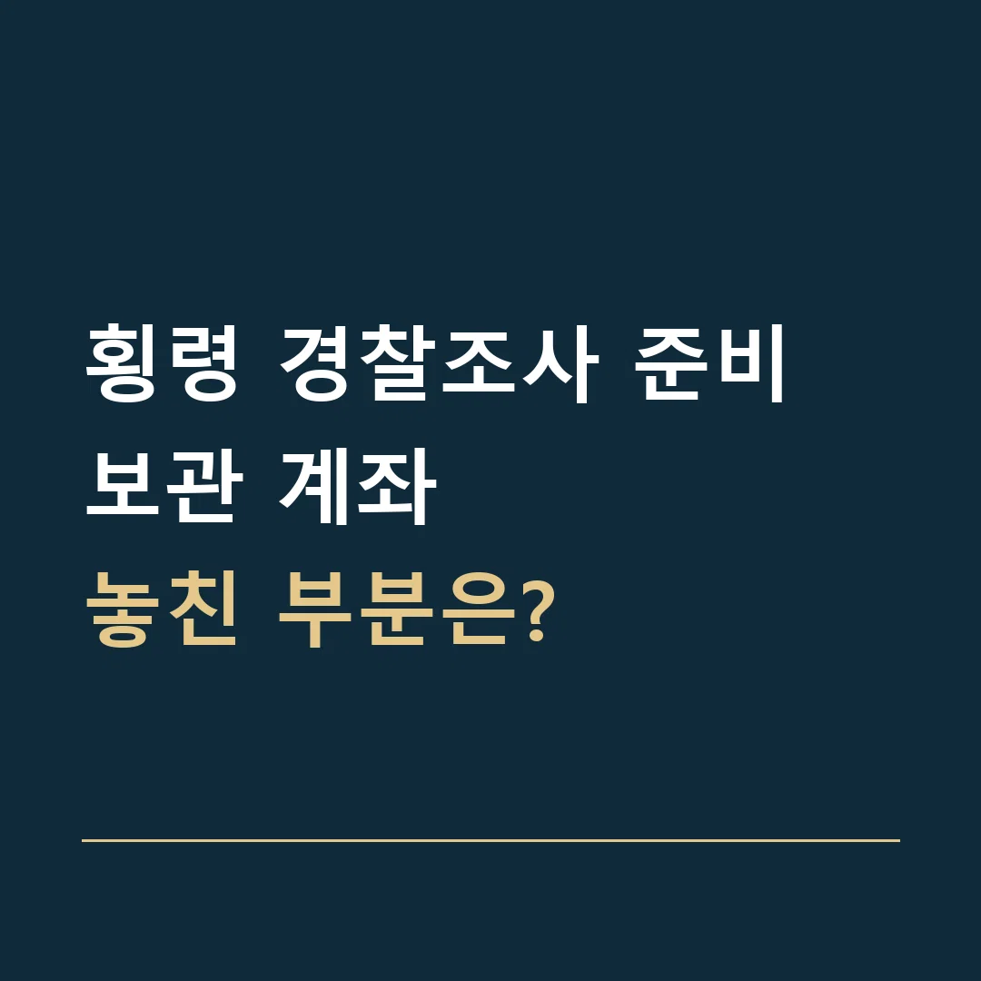 횡령 경찰조사 준비 · 보관 계좌
놓친 부분은?