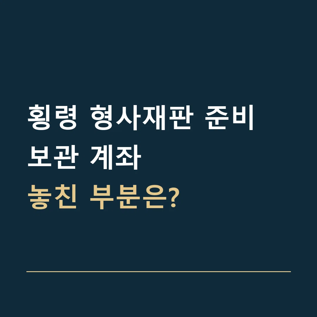 횡령 형사재판 준비 · 보관 계좌
놓친 부분은?