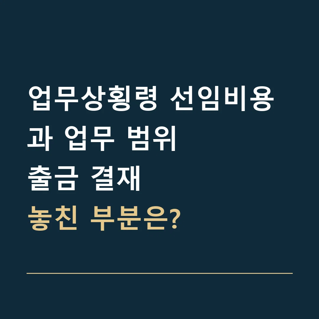 업무상횡령 선임비용과 업무 범위 · 출금 결재
놓친 부분은?