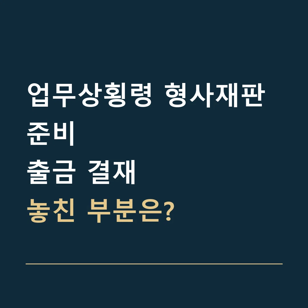 업무상횡령 형사재판 준비 · 출금 결재
놓친 부분은?