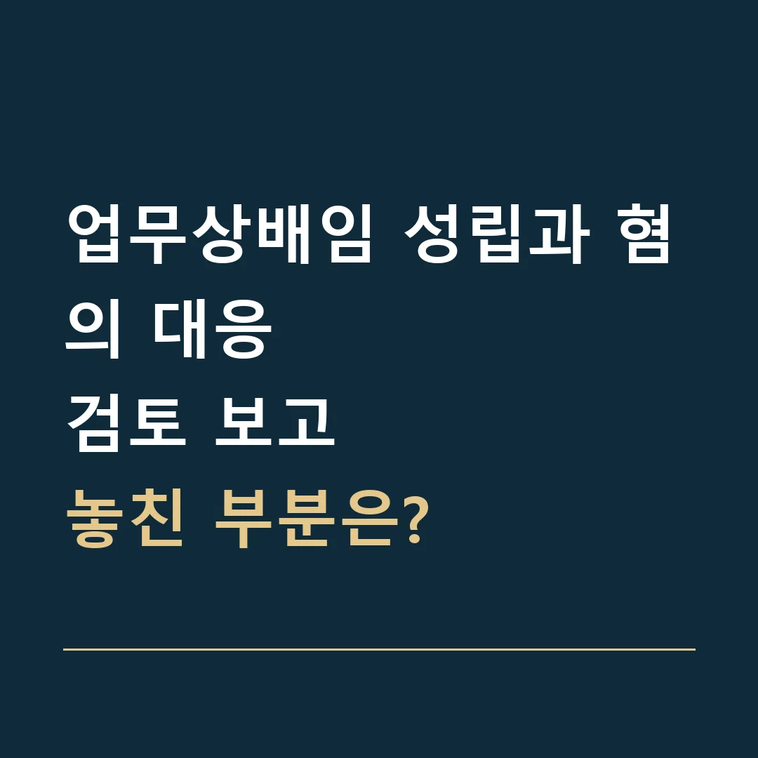 업무상배임 성립과 혐의 대응 · 검토 보고
놓친 부분은?