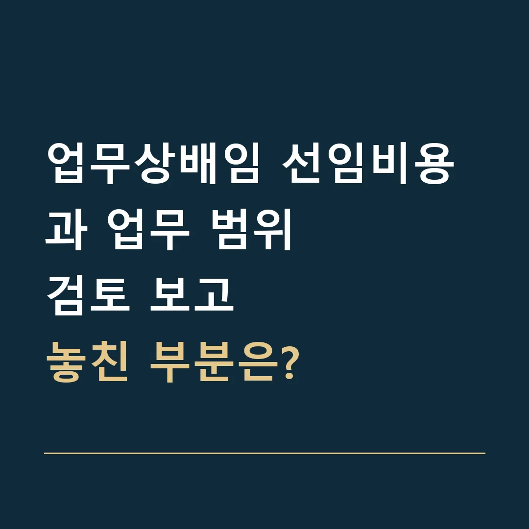 업무상배임 선임비용과 업무 범위 · 검토 보고
놓친 부분은?
