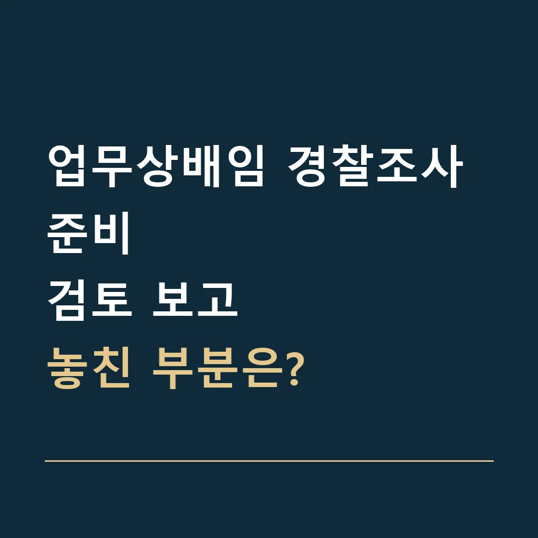 업무상배임 경찰조사 준비 · 검토 보고
놓친 부분은?