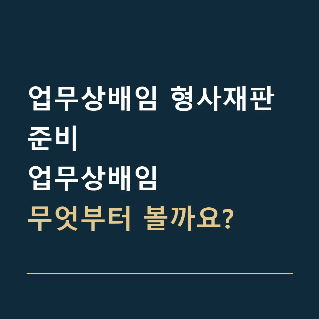 업무상배임 형사재판 준비 · 업무상배임
무엇부터 볼까요?