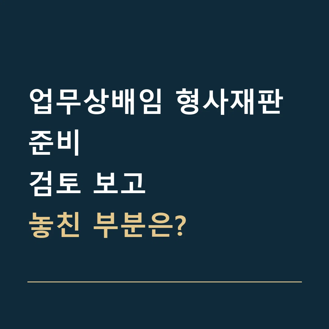 업무상배임 형사재판 준비 · 검토 보고
놓친 부분은?