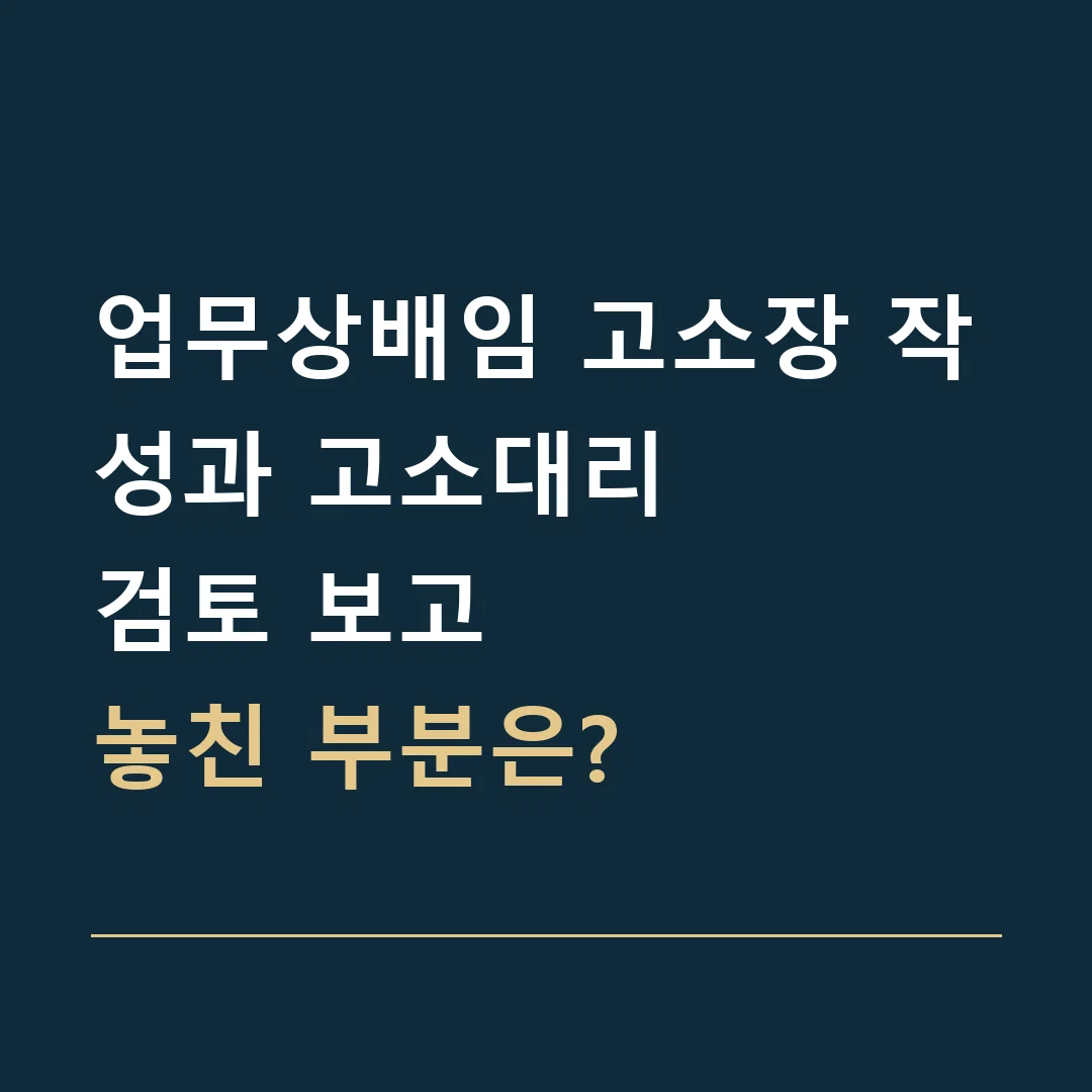 업무상배임 고소장 작성과 고소대리 · 검토 보고
놓친 부분은?