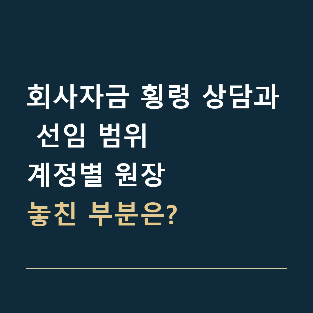 회사자금 횡령 상담과 선임 범위 · 계정별 원장
놓친 부분은?
