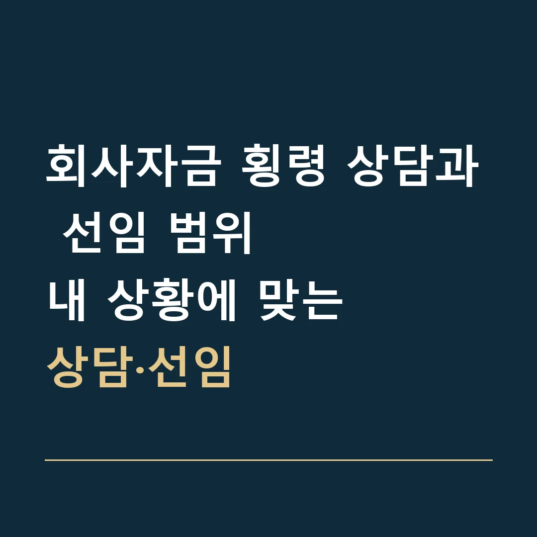 회사자금 횡령 상담과 선임 범위 · 내 상황에 맞는
상담·선임