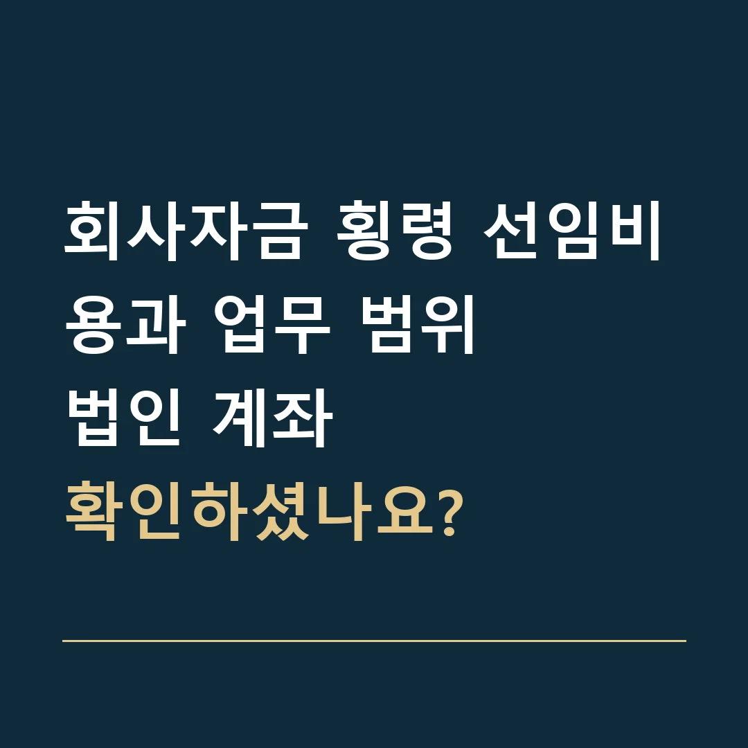 회사자금 횡령 선임비용과 업무 범위 · 법인 계좌
확인하셨나요?