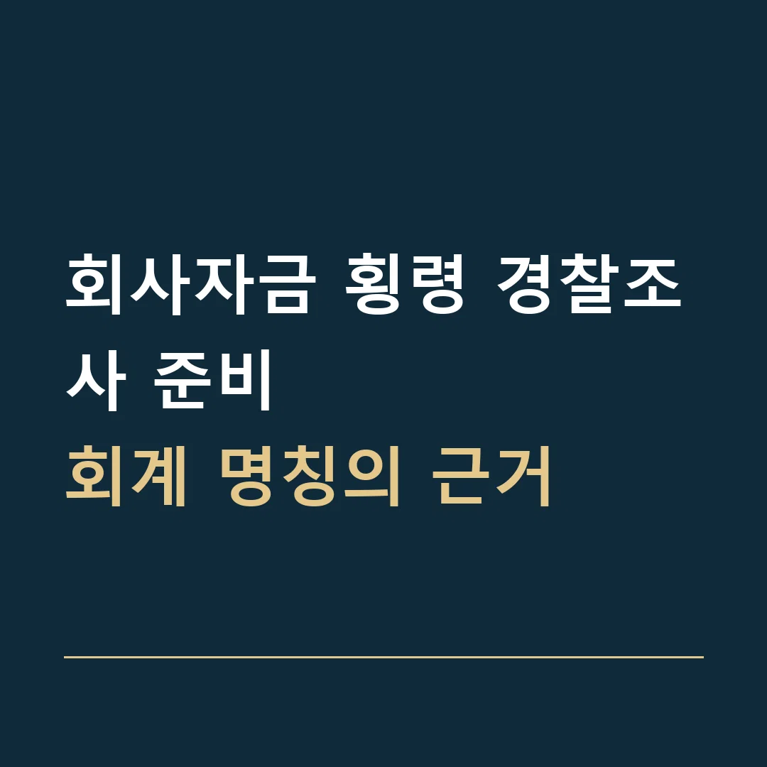 회사자금 횡령 경찰조사 준비 · 회계 명칭의 근거