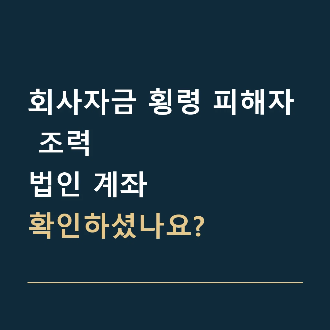 회사자금 횡령 피해자 조력 · 법인 계좌
확인하셨나요?