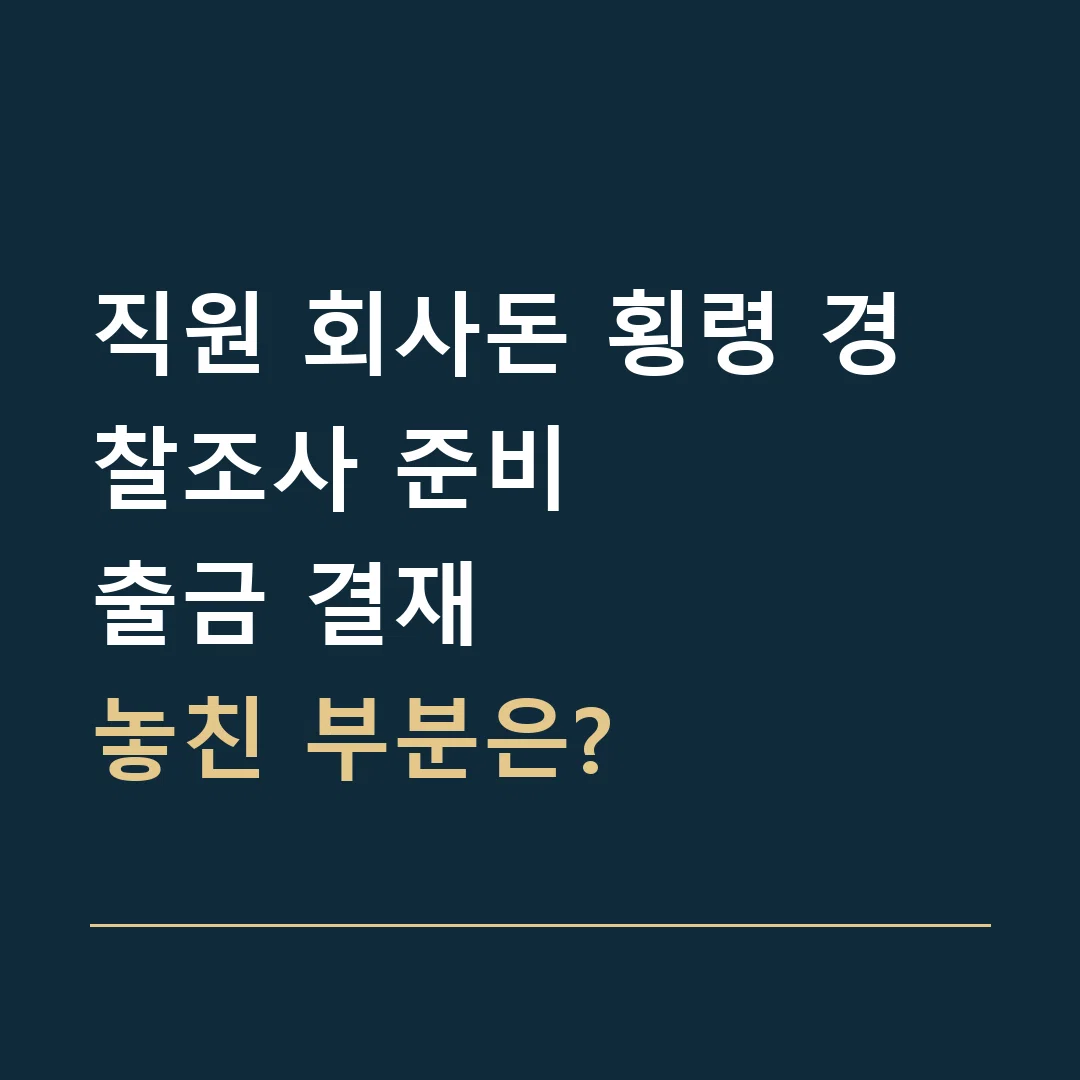직원 회사돈 횡령 경찰조사 준비 · 출금 결재
놓친 부분은?