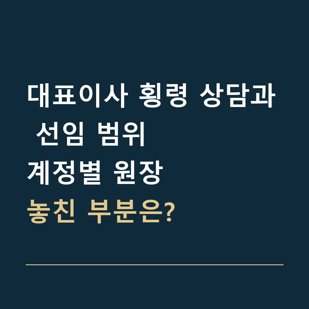 대표이사 횡령 상담과 선임 범위 · 계정별 원장
놓친 부분은?