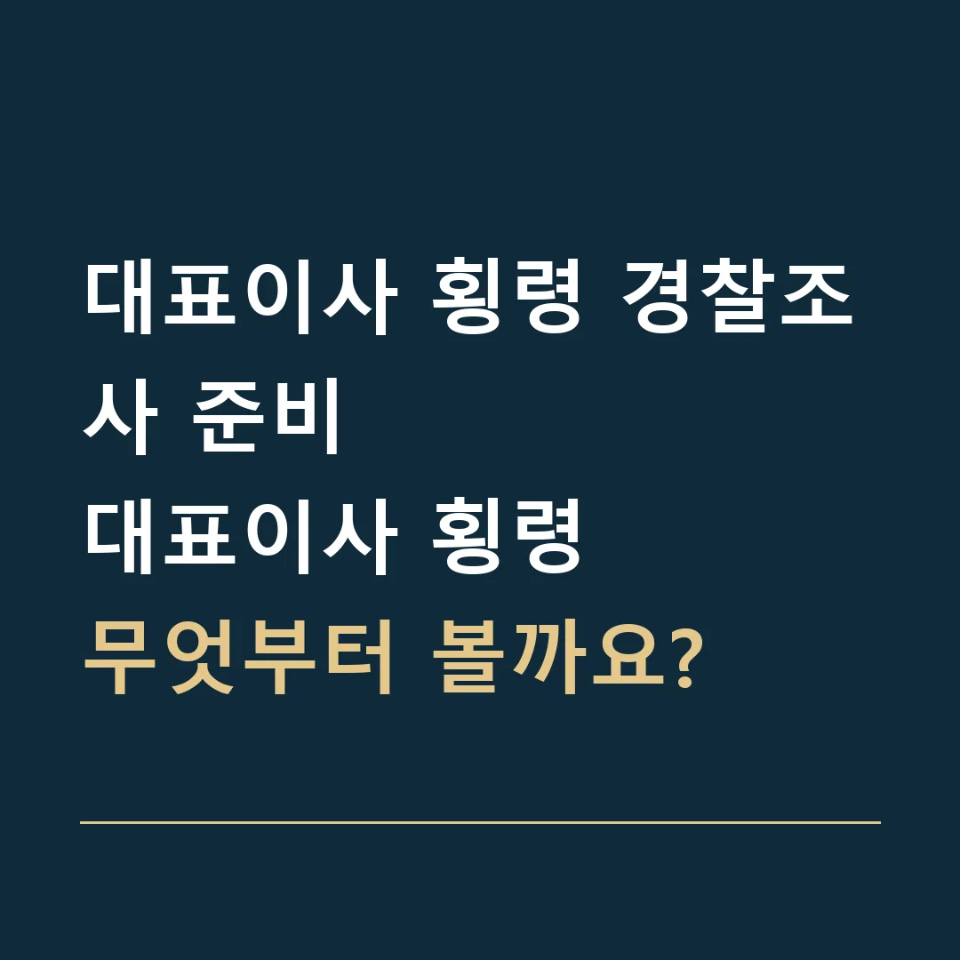 대표이사 횡령 경찰조사 준비 · 대표이사 횡령
무엇부터 볼까요?