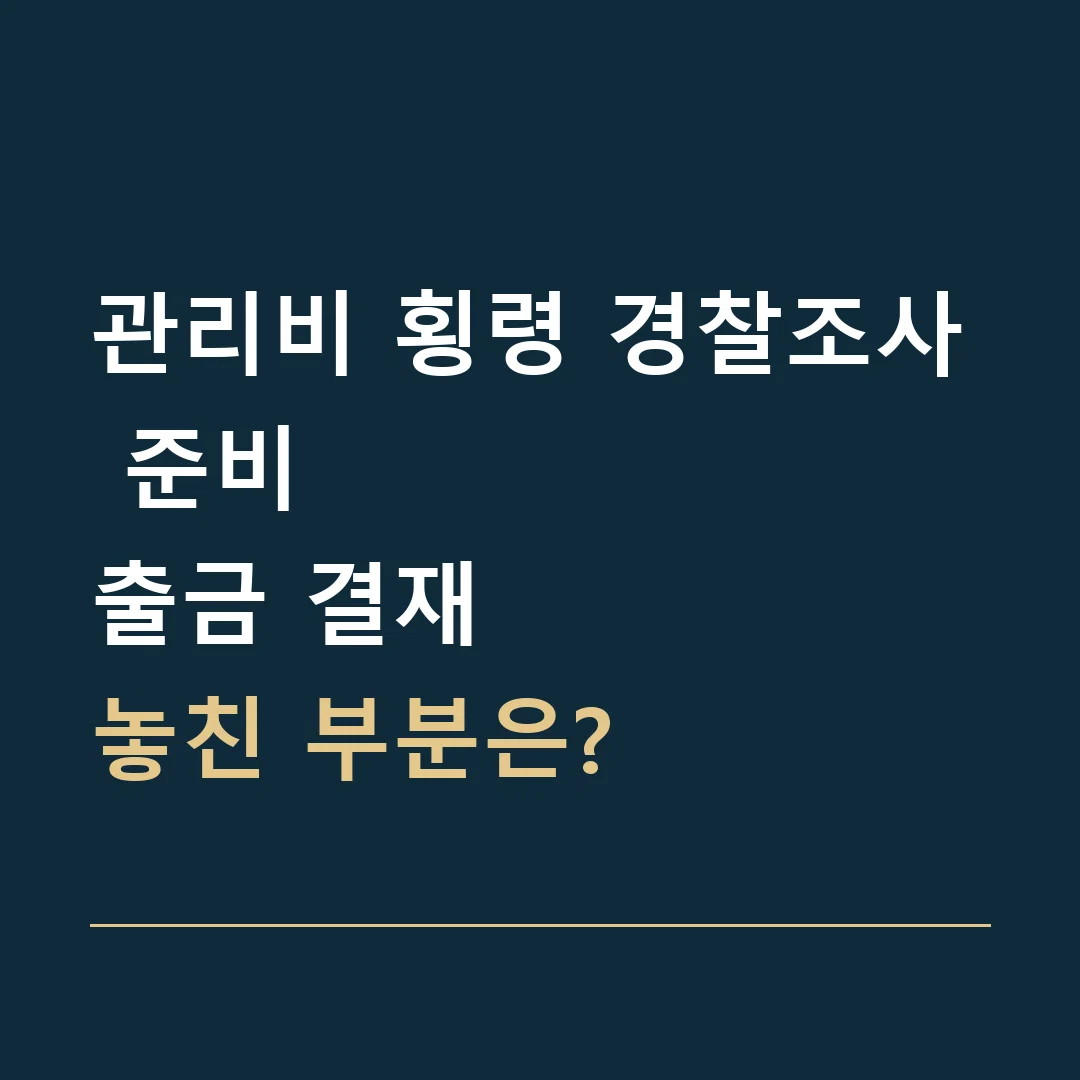 관리비 횡령 경찰조사 준비 · 출금 결재
놓친 부분은?