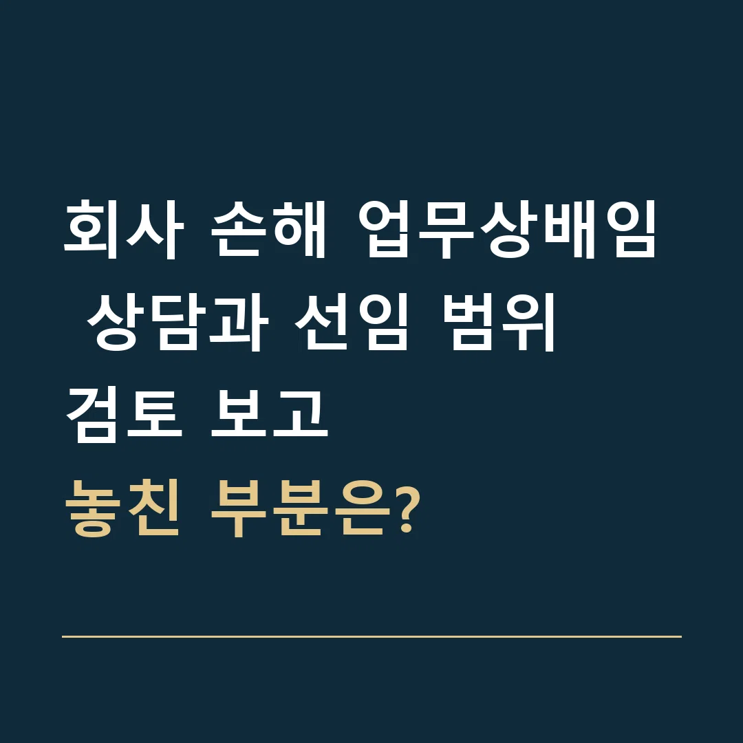 회사 손해 업무상배임 상담과 선임 범위 · 검토 보고
놓친 부분은?