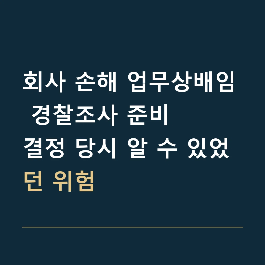 회사 손해 업무상배임 경찰조사 준비 · 결정 당시 알 수 있었던 위험