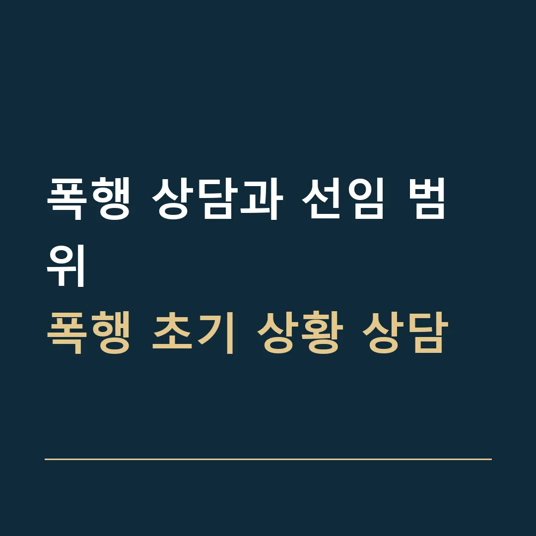 폭행 상담과 선임 범위 · 폭행 초기 상황 상담