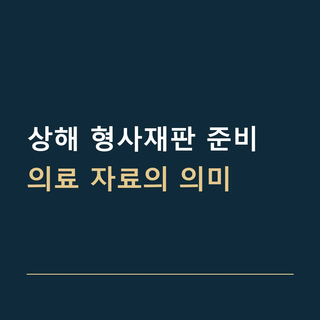 상해 형사재판 준비 · 의료 자료의 의미