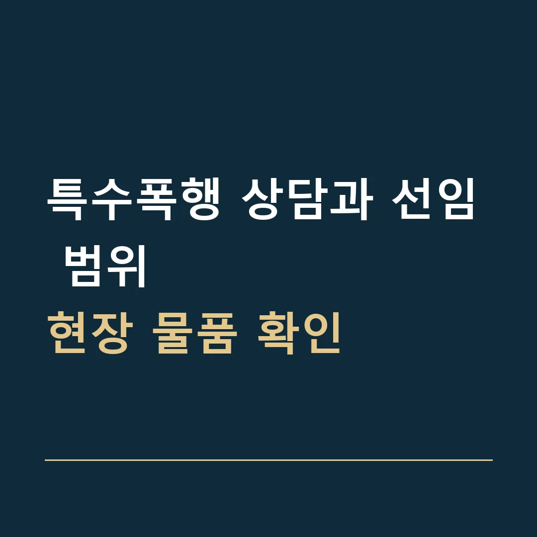 특수폭행 상담과 선임 범위 · 현장 물품 확인