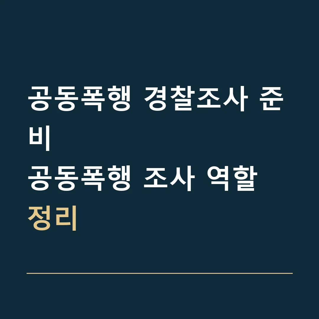 공동폭행 경찰조사 준비 · 공동폭행 조사 역할 정리
