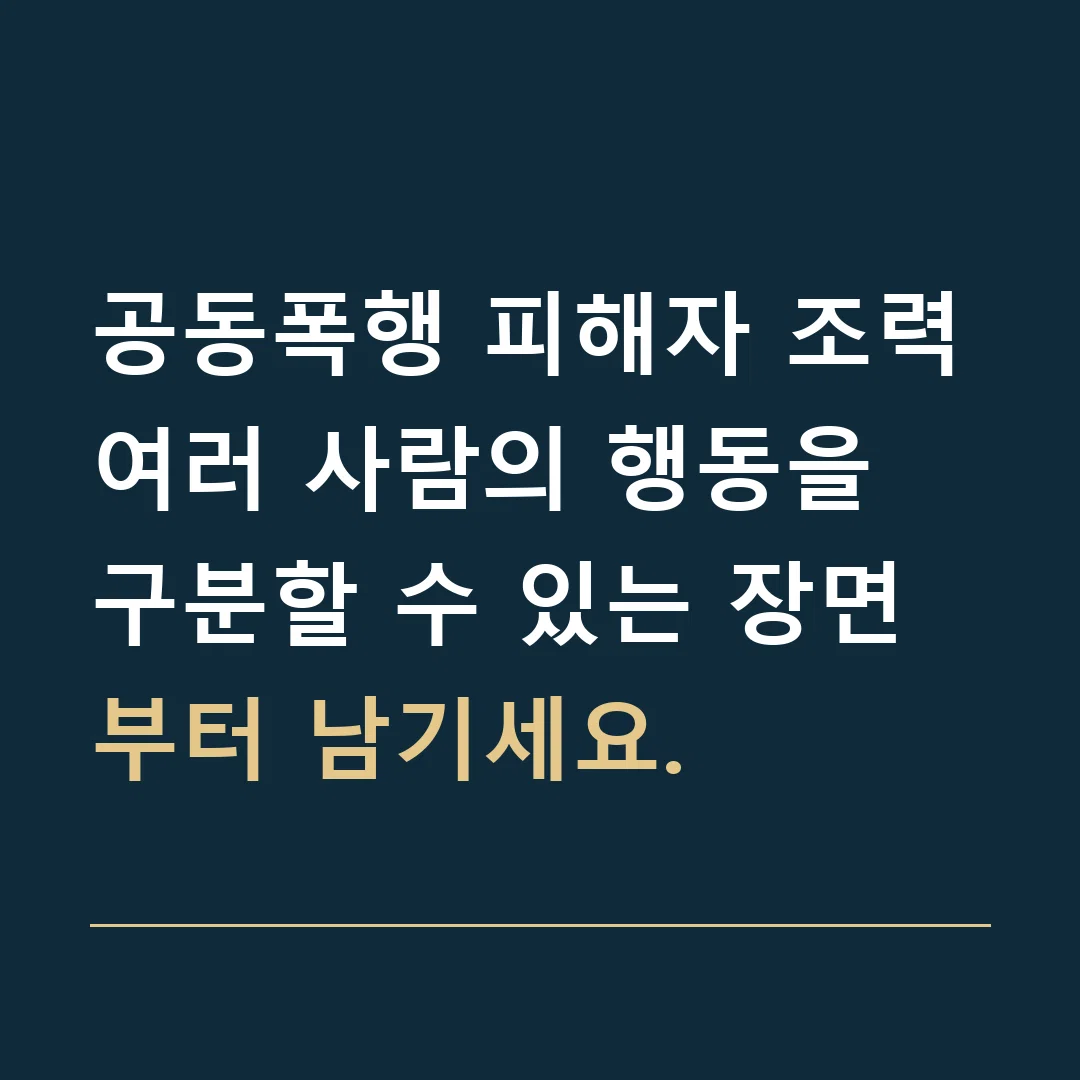 공동폭행 피해자 조력 · 여러 사람의 행동을 구분할 수 있는 장면부터 남기세요.