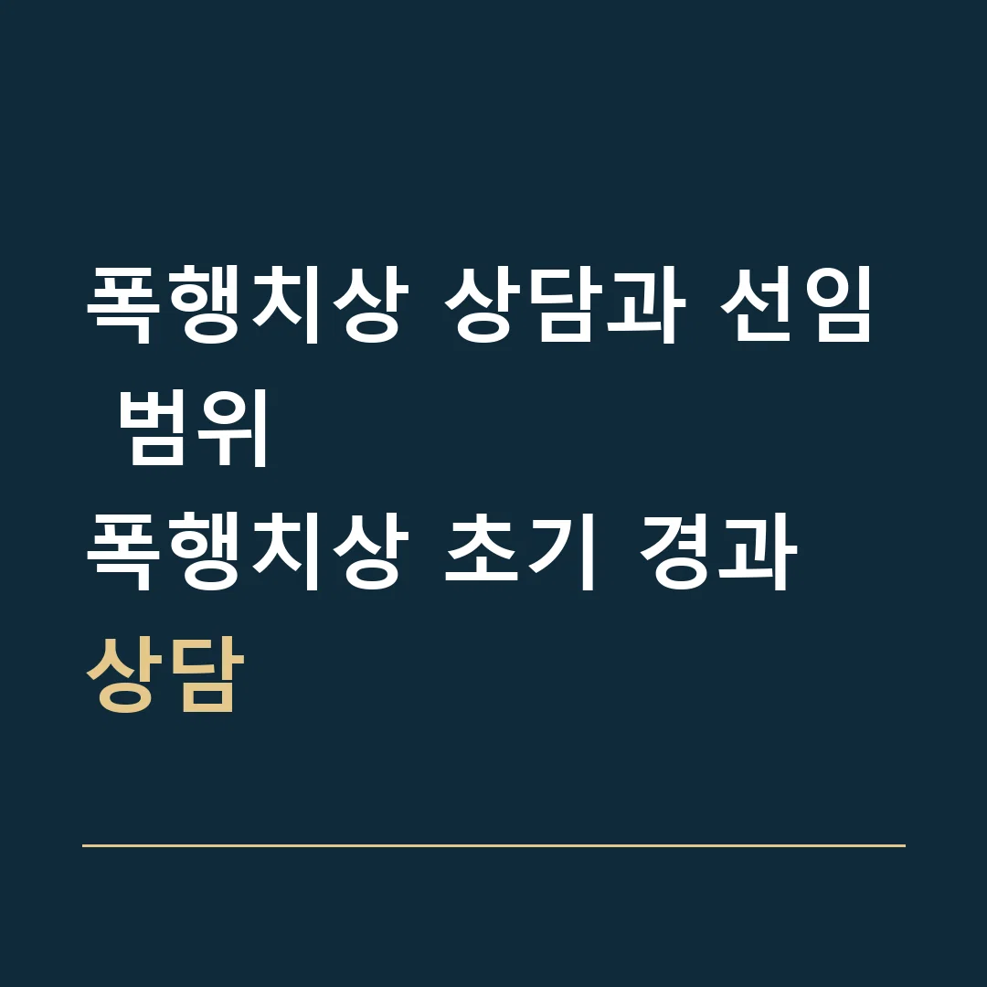 폭행치상 상담과 선임 범위 · 폭행치상 초기 경과 상담