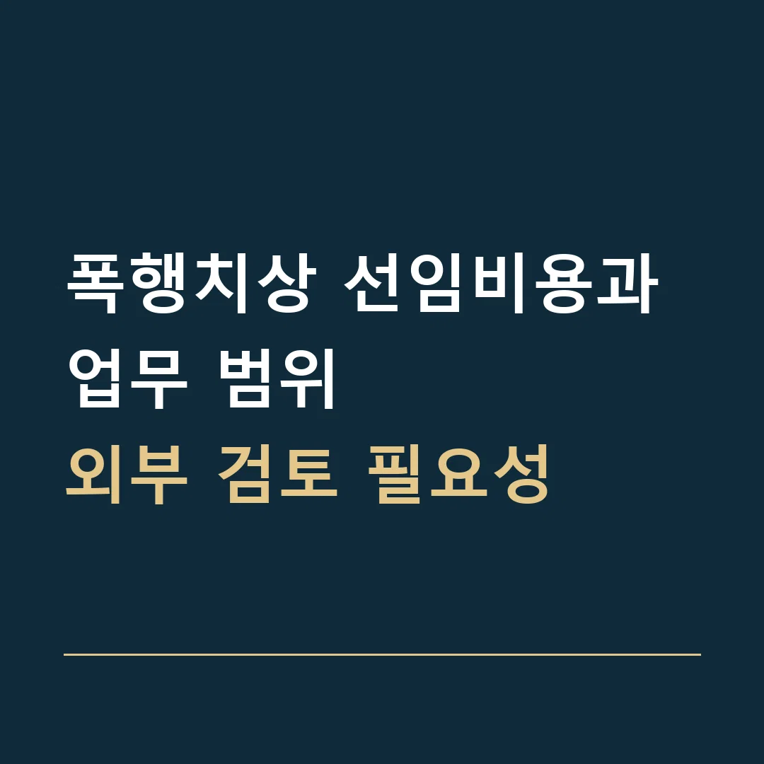 폭행치상 선임비용과 업무 범위 · 외부 검토 필요성
