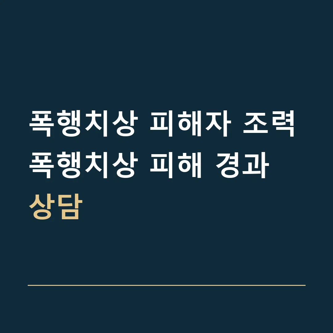 폭행치상 피해자 조력 · 폭행치상 피해 경과 상담