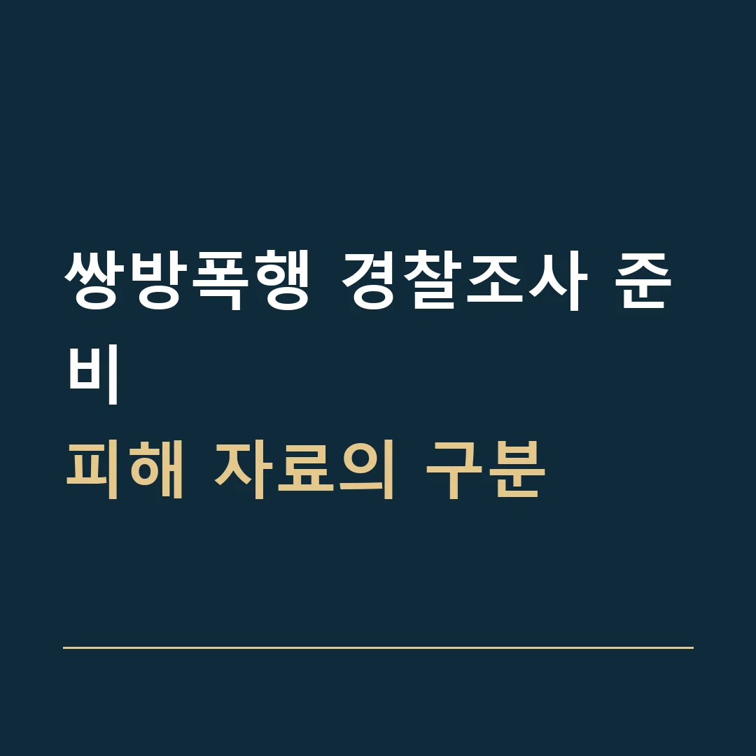 쌍방폭행 경찰조사 준비 · 피해 자료의 구분