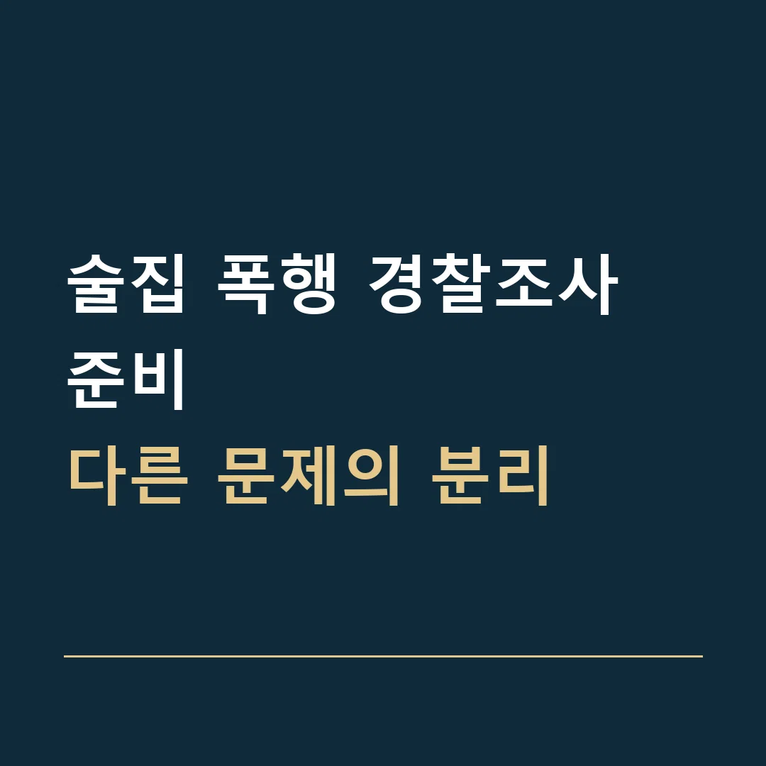 술집 폭행 경찰조사 준비 · 다른 문제의 분리