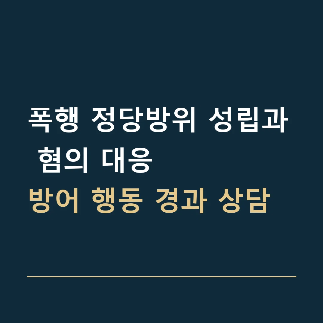 폭행 정당방위 성립과 혐의 대응 · 방어 행동 경과 상담