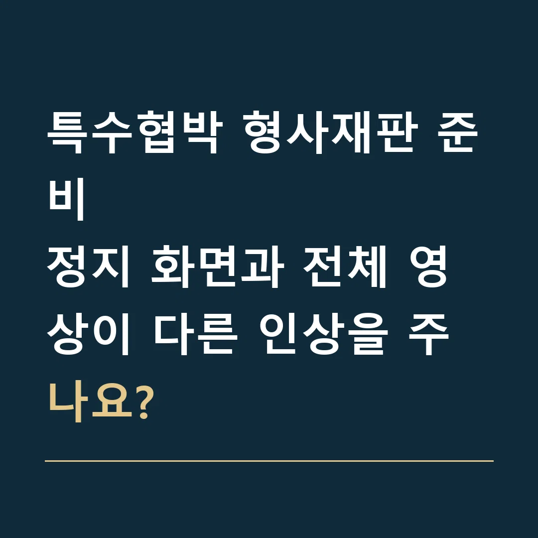 특수협박 형사재판 준비 · 정지 화면과 전체 영상이 다른 인상을 주나요?