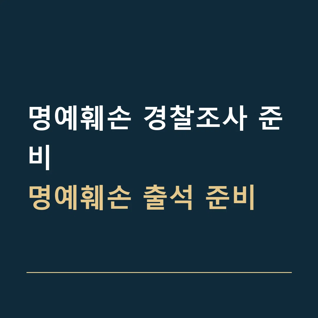 명예훼손 경찰조사 준비 · 명예훼손 출석 준비
