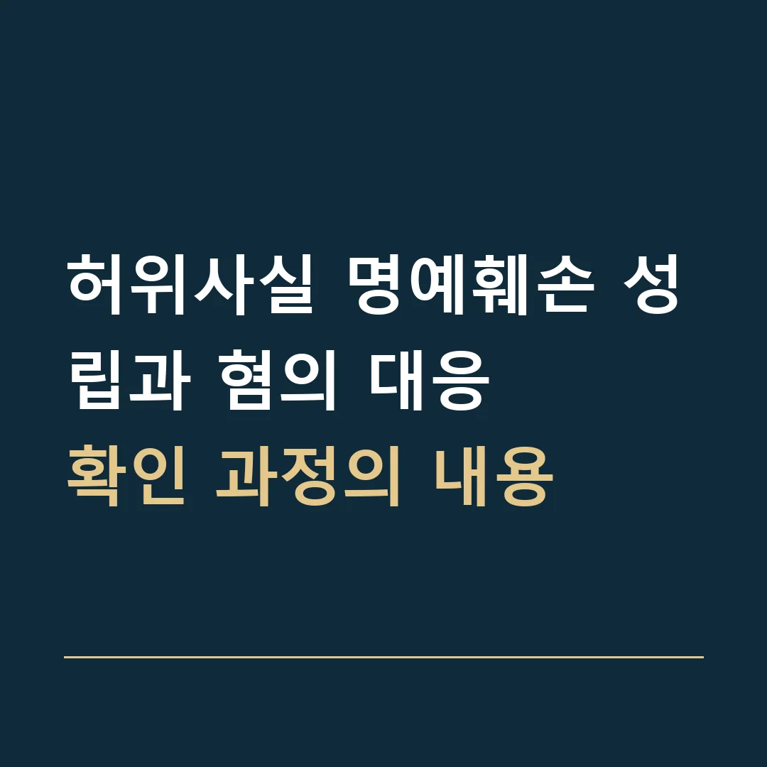 허위사실 명예훼손 성립과 혐의 대응 · 확인 과정의 내용