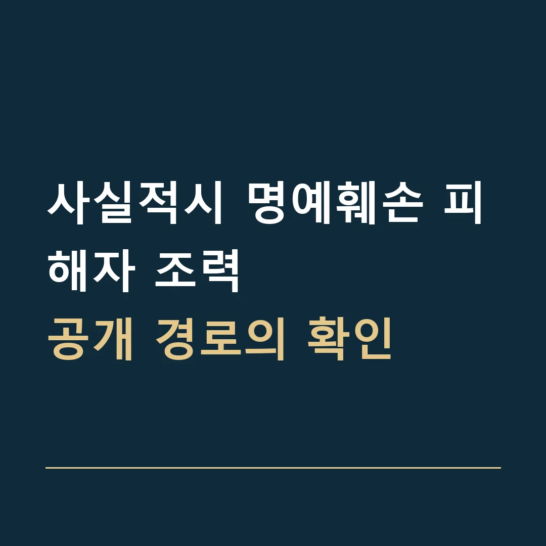 사실적시 명예훼손 피해자 조력 · 공개 경로의 확인