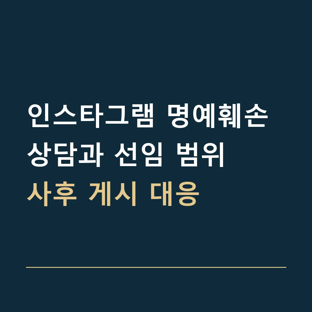 인스타그램 명예훼손 상담과 선임 범위 · 사후 게시 대응