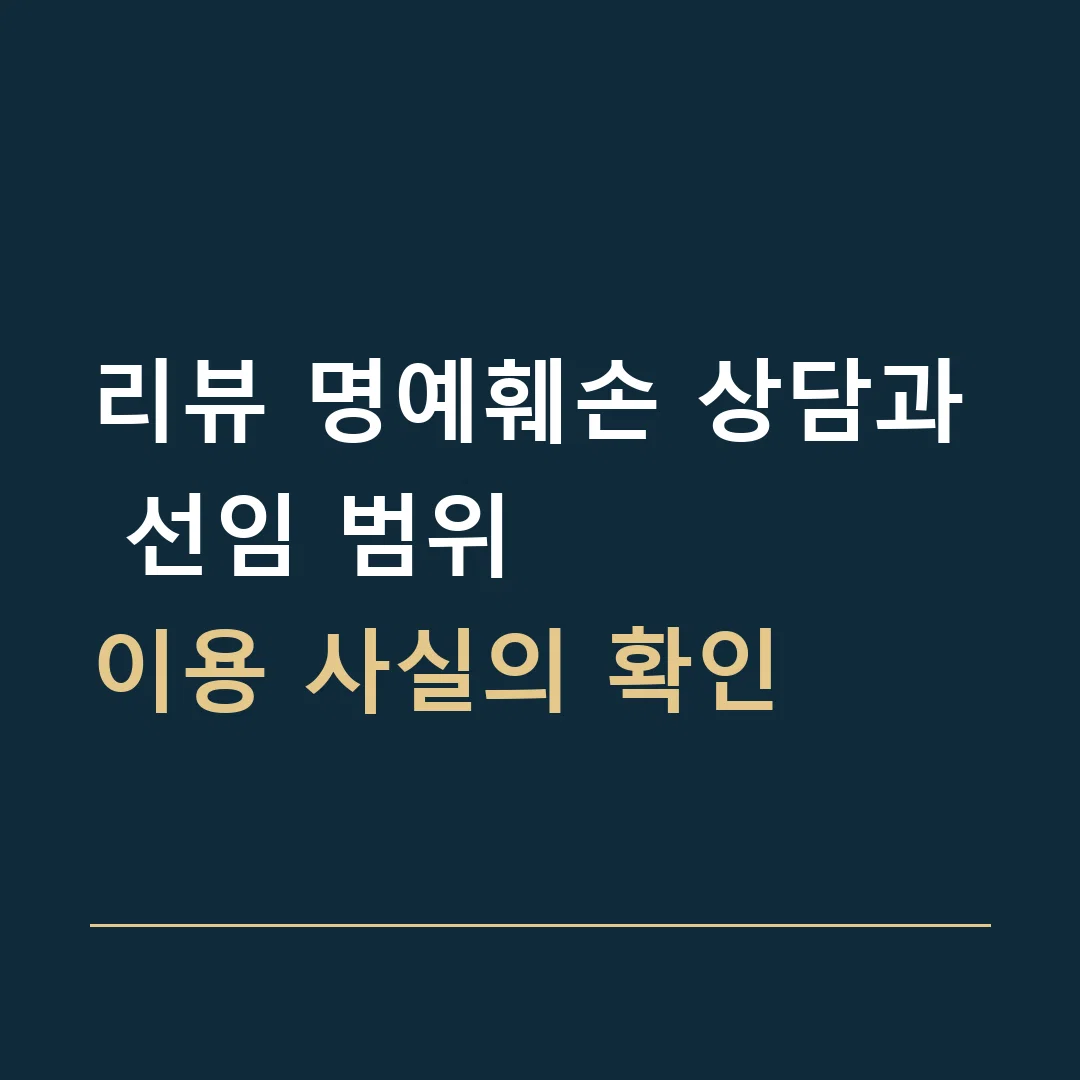 리뷰 명예훼손 상담과 선임 범위 · 이용 사실의 확인
