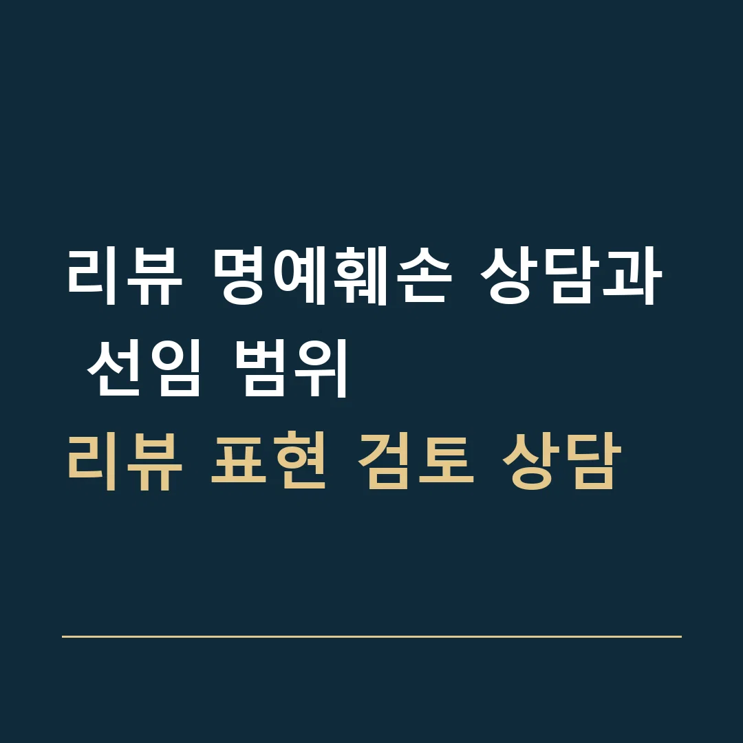 리뷰 명예훼손 상담과 선임 범위 · 리뷰 표현 검토 상담