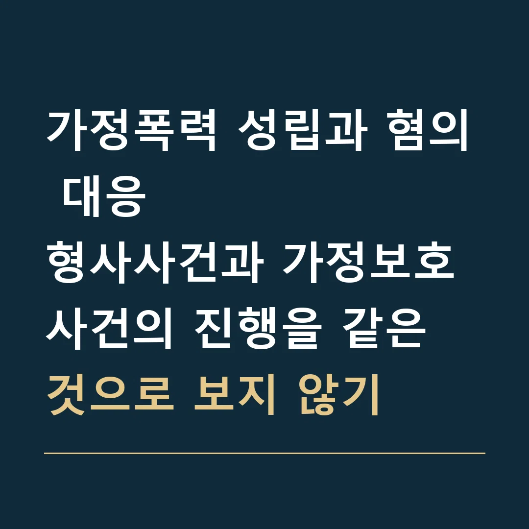 가정폭력 성립과 혐의 대응 · 형사사건과 가정보호사건의 진행을 같은 것으로 보지 않기