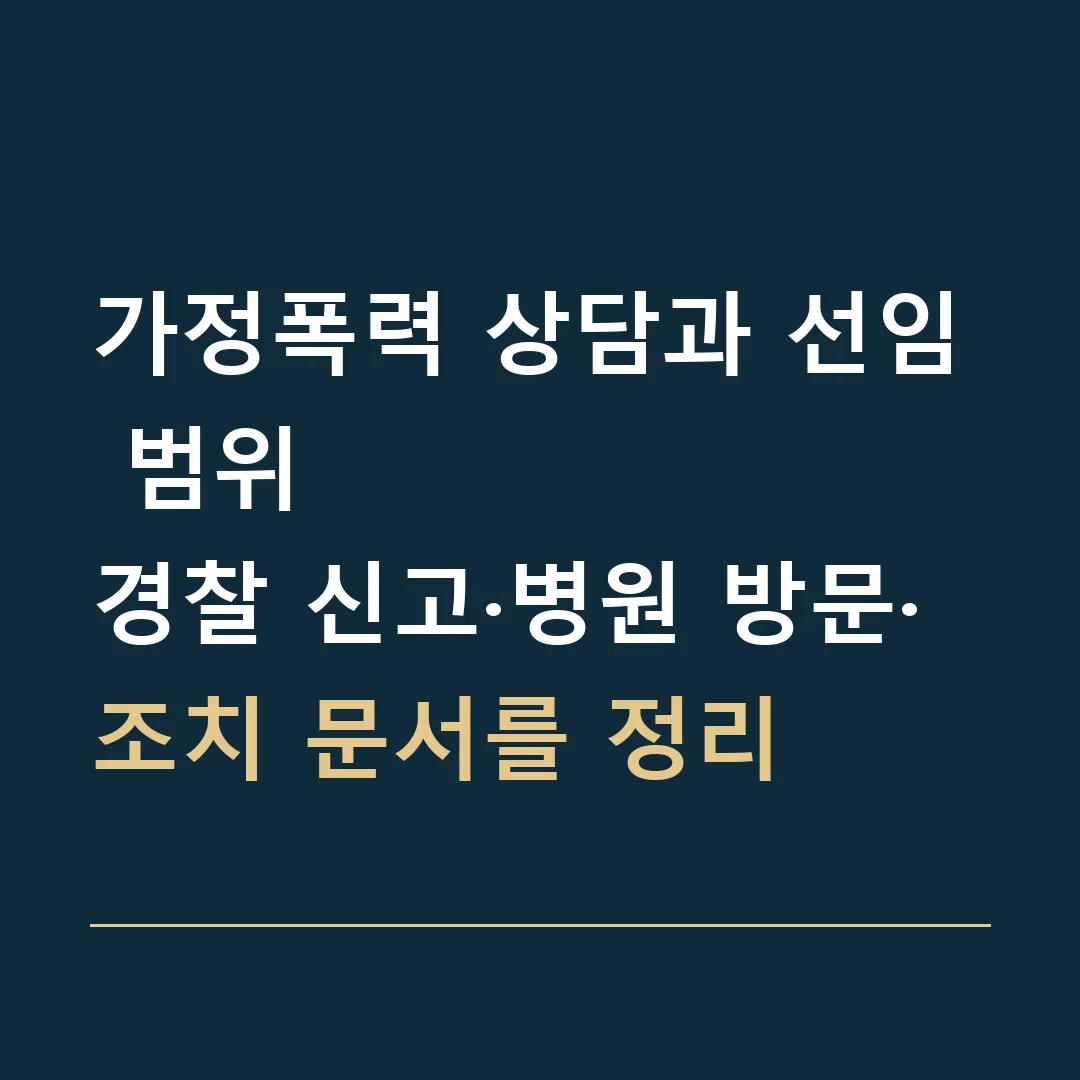 가정폭력 상담과 선임 범위 · 경찰 신고·병원 방문·조치 문서를 정리