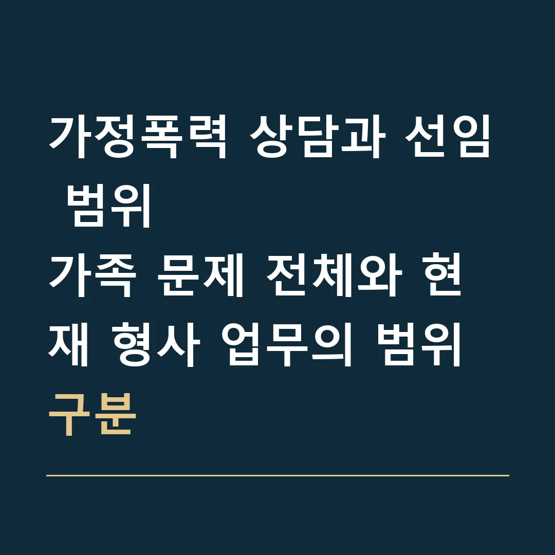 가정폭력 상담과 선임 범위 · 가족 문제 전체와 현재 형사 업무의 범위 구분