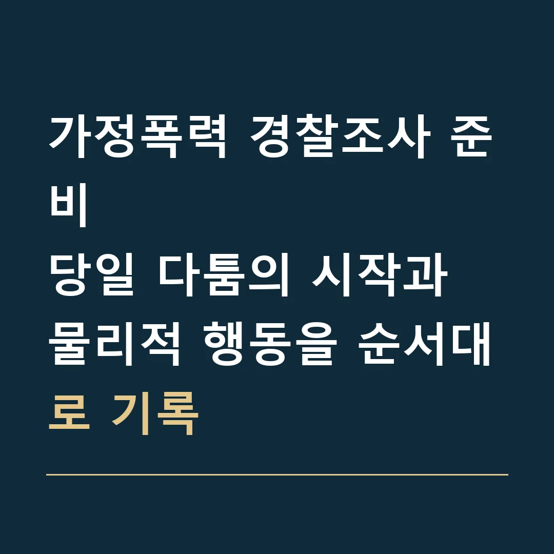 가정폭력 경찰조사 준비 · 당일 다툼의 시작과 물리적 행동을 순서대로 기록