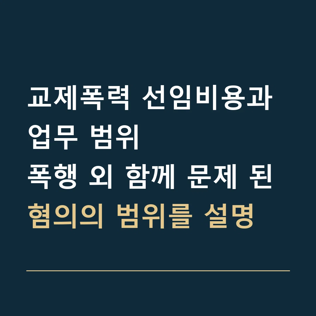 교제폭력 선임비용과 업무 범위 · 폭행 외 함께 문제 된 혐의의 범위를 설명