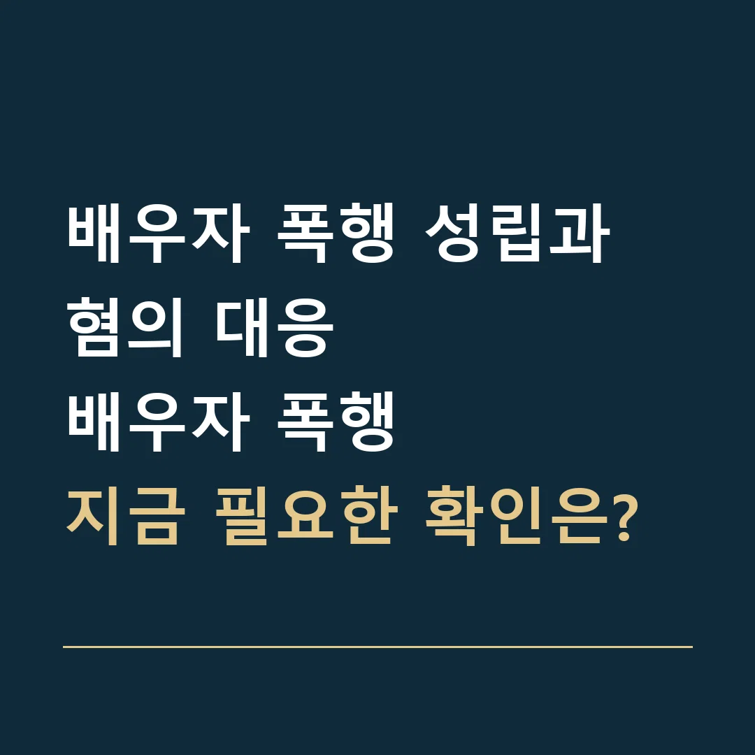 배우자 폭행 성립과 혐의 대응 · 배우자 폭행
지금 필요한 확인은?